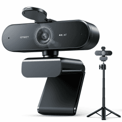 EMEET Webcam 4K, NOVA 4K Webcam mit Stativ, 2 Mikrofon mit Rauschunterdrückung, Ultra HD Webcam mit 73° Weitwinkel und Objektivabdeckung, PDAF Automatische Lichtkorrektur, Webcam für Mac, Laptop NOVA 4K KIT