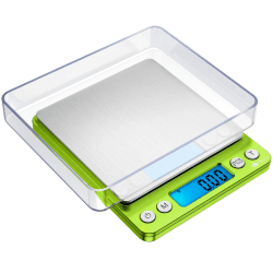AMIR Digitale Taschenwaage, 500g x 0.01g Briefwaage, Feinwaage, Digitale Küchenwaage mit LCD-Display, PCS Funktion, Tara-Funktion, 6 Einheiten Konvertierung, für Kochen, Kaffee, Schmuck (Grün) 500g Grün