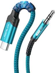JSAUX USB C auf Klinke AUX Kabel 1M, USBC zu 3,5mm Jack Auto Kopfhörer Adapter Nylon geflochtene Aux Kabel Kompatibel mit iPhone 15 Pro Max/15 Plus, Galaxy S24/S23 Ultra, Huawei P40/Mate40-Grün 1M Grün