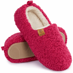 EverFoams Damen Warme Kunstwolle Memory Foam Voll Hausschuhe 38/39 EU Rosenrot