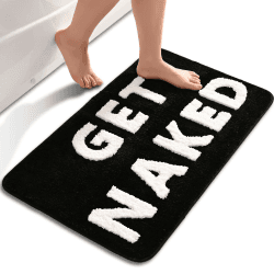 QJHOMO Schwarz und Weiß Badezimmerteppich niedlich Badematte rutschfest Waschbar Badteppich Spaßig Badvorleger Weiche Mikrofaser Duschvorleger Absorbierende Badezimmer Teppich 50 x 80 cm 50 x 80 cm (Rechteckig) Schwarz
