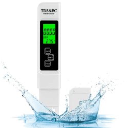 Flintronic TDS/EC Wasserqualitätstest Meter, Temperatur Tester mit Hintergrundbeleuchtung, PPM Leitwertmessgerät ±2% Ablesegenauigkeit, Wasserqualität Tester für Schwimmbad Trinkwasser Aquarium Pools
