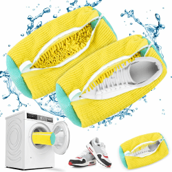 Schuhwaschbeutel Waschmaschine, 2 Pcs Waschbeutel Schuhe,Schuhbeutel Waschmaschine,Wäschesack Schuhe,Laundry Shoe Bag,für alle Schuharten und größen,schonen sowohl Schuhe als auch Waschmaschine (Gelb) 2pcs Gelb