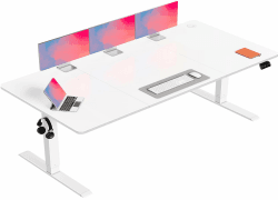 Flamaker Höhenverstellbarer Schreibtisch, Elektrischer Schreibtisch Höhenverstellbar für Steh-Sitz, Computertisch mit Memory-Funktion, Stabiler Tisch Standing Desk, Bürotisch,180 x 80 cm,Weißlich 180 x 80 cm Weißlich