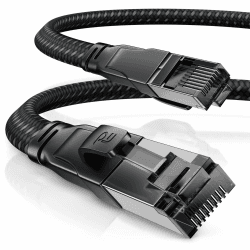 CSL - 7,5m CAT 8.1 Netzwerkkabel Flach 40 Gbits - Baumwollmantel - LAN Kabel Patchkabel - CAT 8 Gigabit RJ45 Ethernet Cable - 40000 Mbits Geschwindigkeit - Flachbandkabel - Verlegekabel - Cat 6 Cat 7 7,5m B: Flach