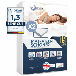 Matratzenschoner 180x200 Wasserdicht (2er-Set) Oeko-TEX Zertifiziert von Dreamzie - Atmungsaktive Matratzenauflage 2 180 x 200 cm