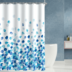 Lerores Duschvorhang 180x200cm Blaue Blütenblätter, Beschwerter Saum Antischimmel Textil, Wasserabweisend, Waschbar Polyester Badevorhänge mit Ösen und 12 Duschvorhangringe für Badezimmer, Badewanne Multi 128 H200 x B180 cm (1er Pack)