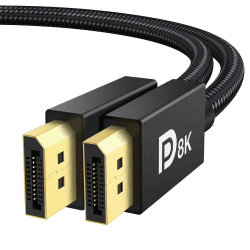 IVANKY 8K DisplayPort Kabel 1.4 2M [VESA-Zertifiziert], 8K@60Hz, 4K@165Hz, 2K@240Hz/165Hz/144Hz, HBR3 32.4Gbps, HDR10, DSC 1.2, HDCP 2.2, G-Sync&FreeSync, DP 1.4 Kabel für Gaming-Monitor, Grafikkarte 2M 8K Schwarz