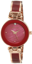 Anne Klein Women's Genuine Diamond Dial Bangle Watch Rose Gold/Burgundy