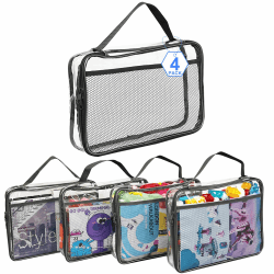 4er PVC Aufbewahrungstaschen für Spielzeug Toilettentaschen mit Reißverschluss Netzseitentaschen für Badespielzeug Puzzle,Bausteine(9x3x11.8inch) Grau