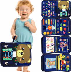 Gontence Busy Board - Spielzeug ab 2 3 4 Jahre - Montessori Spielzeug ab 1 Jahr - Kleinkinder Kinderspielzeug Motorikspielzeug - Lernspielzeug Activity Board - Geschenk Junge Mädchen Blau