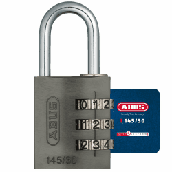ABUS Zahlenschloss 145/30 Titanium - Kofferschloss, Spindschloss u. v. m. - Aluminium-Vorhängeschloss - individuell einstellbarer Zahlencode - ABUS-Sicherheitslevel 3 Titanium 30mm 1 Stück