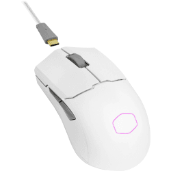 Cooler Master MM712 RGB Gaming-Maus – Ultralight 59g, Hybrid Wireless, 19K DPI PAW3370 Optischer Sensor, 70 Millionen Klicks optische Schalter, On-The-Fly, MasterPlus+ (38K DPI, nur PC) – Weiß MM712 Wireless White