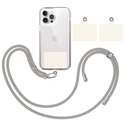 TBOC Band Handykette Schlüsselband Kette Handyschnur [Grau] + 2 [Weiß Ice] Zusätzliche Befestigungspatches Aufhängen Nacken Universal Handy - Pad Handyband Patch Karabiner Hülle Lanyard