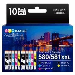 GPC IMAGE 580 581 XXL Druckerpatronen Kompatible für Canon 580 581 Patronen Multipack für Canon Pixma TS705 TR8550 TS6150 TR7550 TS6250 TR8500 TS8251 TS6350 TS9550 TS6151 TS9551 (10er-Pack)
