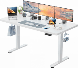 HUANUO Höhenverstellbarer Schreibtisch 160x80cm,25MM Ganze Tischplatte mit Bürstenloser Motor,Ergonomischer Steh-Sitz Tisch Stehpult,Einfache Montage Elektrischer Stehschreibtisch für Homeoffice 160*80cm Weiß