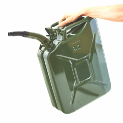 BW© Kraftstoffkanister Metall Benzinkanister 20 Liter mit Ausgießer - Olivgrün - RAL 6003 - TÜV-geprüft und UN-Zulassung - Made in Europe mit Ausgießer 20L Olivgrün