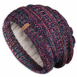 FURTALK Damen Beanie Mütze Warme Wintermütze mit Weichem Innenfutter Gefütterte Strickmütze Einheitsgröße Lila