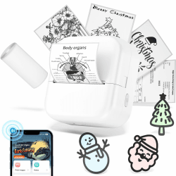 Phomemo Aufkleberdrucker - Mini Thermodrucker, M02X Kabellos Bluetooth Thermischer Mobiler Drucker, Tragbarer Lerndrucker für Lern, Notiz, Foto und Heimwerker Enthusiasten Weiß