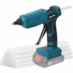 Mellif Akku Heißklebepistolefür Bosch 18V Akku GBA/GBA ProCORE, kabellos Heißklebepistole ,45s schnell Aufheizung Klebepistole mit 20PCS Klebestifte, ideal für DIY, Reparaturen (KEIN Akku) Marineblau