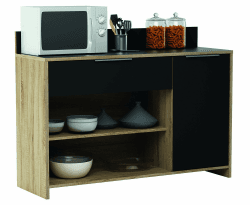 Demeyere Simply D315 Küchenbuffet 1 Tür 1 Schubkasten 2 Nischen Mike, Sonoma Eiche/Schwarz, 123 x 40 x 85 cm, 85x123x40 cm