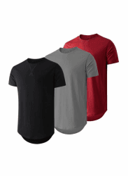 JMIERR 3 Pack T Shirt Herren Sommer Basic Einfarbig T-Shirt Baumwolle Slim Fit Hemd Kurzarm Sportwear XXL Schwarz/Dunkelgrau/Rot