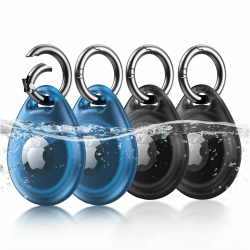 UNBREAKcable AirTag-Halter, Wasserdichter AirTag-Schlüsselanhänger, [4er-Pack] AirTag-Etui für Apple AirTag mit kratzfestem, vollflächig abgedeckter für Haustierhalsband, Schlüssel, Taschen