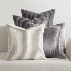 MIULEE Kordsamt Kissenbezug Kissenhülle Dekorative Sofakissen Quadratische Dekokissen Zierkissenbezug Gestreifte Kissenbezüge für Wohnzimmer Schlafzimmer 4 Stück 40x40cm Dunkelgraue Serie Series 40 x 40 cm, 4 Stück Dunkelgraue Serie