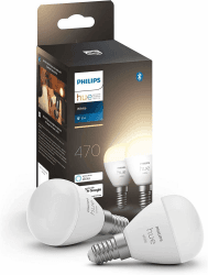 Philips Hue White E14 Luster Doppelpack 2x470lm, dimmbar, warmweißes Licht, steuerbar via App, kompatibel mit Amazon Alexa (Echo, Echo Dot) Doppelpack White Single