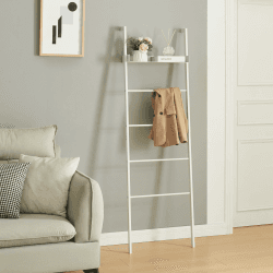 [en.casa] Leiterregal Øksnes Standregal Wandregal Weiß Treppenregal Metall Badregal schmal Deko Leiter Aufbewahrung 160 x 50 x 27,5 cm Weiß 160 x 50 x 27,5 cm