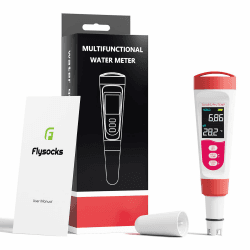 Flysocks pH-Messgerät, 4 in 1, pH-Messgerät für pH/TDS/EC/Temperatur, digitaler pH-Messgerät, IP67, Wasserqualitätstester mit automatischer Kalibrierung und LCD-Hintergrundbeleuchtung für