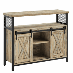 VASAGLE Sideboard, Küchenschrank, Aufbewahrungsschrank, mit 2 Schiebetüren, 33 x 100 x 80 cm, verstellbare Ablagen, für Wohnzimmer, türkisbraun-tintenschwarz LSC092B60 Türkisbraun + Tintenschwarz