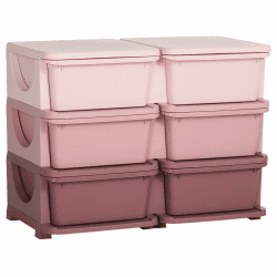 HOMCOM Schubladenschrank für Kinder mit Stauraum Aufbewahrungsboxen Spielzeug-Organizer Spielzeugkiste drei Ebene für Kinderzimmer 3-6 Jahre Kindermöbel Rosa, Violett 75 x 37 x 56,5 cm 75L x 37B x 56,5H cm Rosa+violett