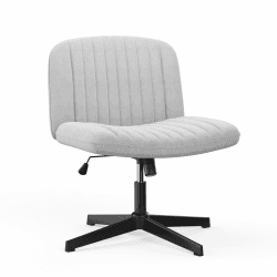naspaluro Bürostuhl Ohne Armlehnen, Schreibtischstuhl mit Stoffbezug, Lesesessel mit Breiterem Polster zum Sitzen im Schneidersitz, Wippfunktion, Höhenverstellbar, 360° Drehstuhl für Haus, Grau Grau Ohne Rädern