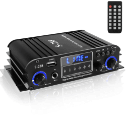 Etlephe 4 Kanal Mini Verstärker, HiFi-Verstärker, Bluetooth 5.0-Stereoverstärker,1200 W,UKW-Radio, tragbare SD-Karte/USB-Eingang/UKW-Radio, für Zuhause oder Ihr Auto, 50 W x4 S-288(4CH 50W*4)