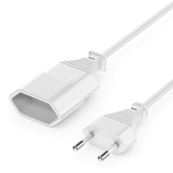 deleyCON 2m Stromkabel Verlängerung Netzkabel Verlängerungskabel Typ-C-Stecker Eurostecker auf Typ-C Euro Buchse TV PC Computer Monitor Beamer Lampe Haushaltsgeräte - Weiß 2 M Weiß