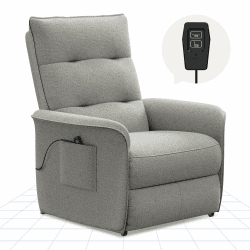 FLEXISPOT Elektrisch Relaxsessel mit verstellbare Rückenlehne- Verstellbarer TV Sessel, Fernsehsessel mit liegefunktion, 125° -160° verstellbare Rückenlehne – Relax Sessel，ergonomisch Hellgrau Hellgrau A