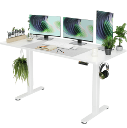 Claiks Schreibtisch Höhenverstellbar Elektrisch, Höhenverstellbarer Schreibtisch 160x60 cm, Standing Height Adjustable Desk, Weiß Gestell/Weiß Oberfläche 160x60 cm Weiß