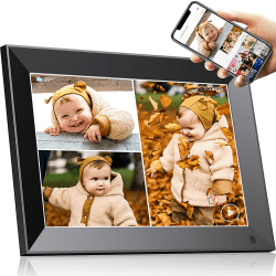 Zcyge WLAN Digitaler Bilderrahmen 10.1 Zoll，Videoclips und Fotos sofort per E-Mail oder App teilen，Automatische Bilderdrehung, Energiesparender Bewegungssensor,Schwarz… 16GB