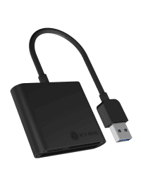 ICY BOX IB-CR301-U3 USB 3.0 Type-A Kartenleser für CF, SD und microSD Speicherkarten, SD 3.0, Aluminiumgehäuse, integriertes Kabel, schwarz USB-A SD 3.0/UHS-I
