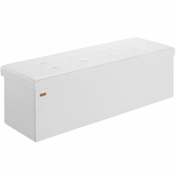 Casaria® Sitzbank mit Stauraum Faltbar Weiß 115x40x40cm Gepolstert Deckel Kunstleder Schlafzimmer Wohnzimmer Flur Sitztruhe Truhenbank Polsterbank