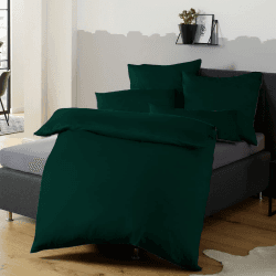 Soifox Bettwäsche 155x220 Grün - bettwäsche-Sets aus Mikrofaser bügelfrei & knitterfrei - 1 mal Bettbezug + 1 mal 80x80cm Kissenbezug mit Reißverschluss 155 x 220cm + 80 x 80cm Dunkelgrün