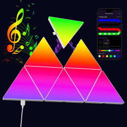 Kangtaixin LED RGB Smarte Triangle Panels - 16 Mio. Farben Wandleuchte mit App-Steuerung, DIY-Lichteffekte, Musik-Synchronisation, Dreieckige LED-Panels für Wanddekoration im Gamer Room (8) Triangle-8 PCS