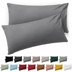 Blumtal Kissenbezug 40x60 cm im 2er Set weich - Oeko-TEX zert. Mikrofaser Kopfkissenbezug 40x60 cm - Kissenhülle 40x60 cm - 40x60 cm Kopfkissenbezug waschbar - Kissenbezug 60x40 cm Grau 40 x 60 Grau
