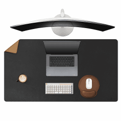 MAIDERN Schreibtischunterlage Kork & Leder 100 x 60cm, Doppelseitiges Schreibtischunterlage filz, Groß Mauspad xxl, Wasserdichte Schreibunterlage papier, Büro und Zuhause Tischunterlage (schwarz) Kork+Schwarz 100x60cm