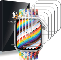 LK 6 Stück Schutzfolie für Apple Watch Series 9/8/7 41mm, Premium Qualität, Blasenfrei, Anti-Staub, HD Klar, Weiches TPU, Volle Abdeckung Displayfolie für iWatch Series 9/8/7 41mm Transparent 41mm