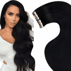 LaaVoo Invisible Tape in Extensions Echthaar Schwarz Echthaar Extensions Tape Seamless 50cm Remy Tape in Echthaar Extensions Skin Weft Natural 50G 20PCS #1 50cm-20pcs 1.1#1