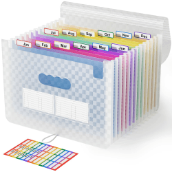 ABC life Dokumentenmappe A4 mit Gittermuster,13Fächermappe Datei Organizer,Regenbogen Akkordeon Erweiterbar Ordnungsmappe, Grosse Kapazität Dokumententasche,A4 Ordner Tragbar Sortiermappe Schule(Blau) C Blau
