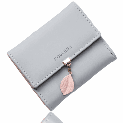 Roulens Damen Geldbeutel mit RFID Blockierung, Klein und im Kurzformat Portemonnaie Damen PU Leder Portemonnaie Kleine Brieftasche Geldbörse Für Frauen Die Farbe ist sehr schön mit Mehreren Fächern A/Grau