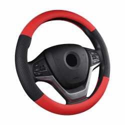 SFONIA Auto Lenkrad Abdeckung Lenkradschutz Lenkradhülle PU Leder Universal 37-38cm/15 rutschfest Atmungsaktiv Langlebig (Rot)